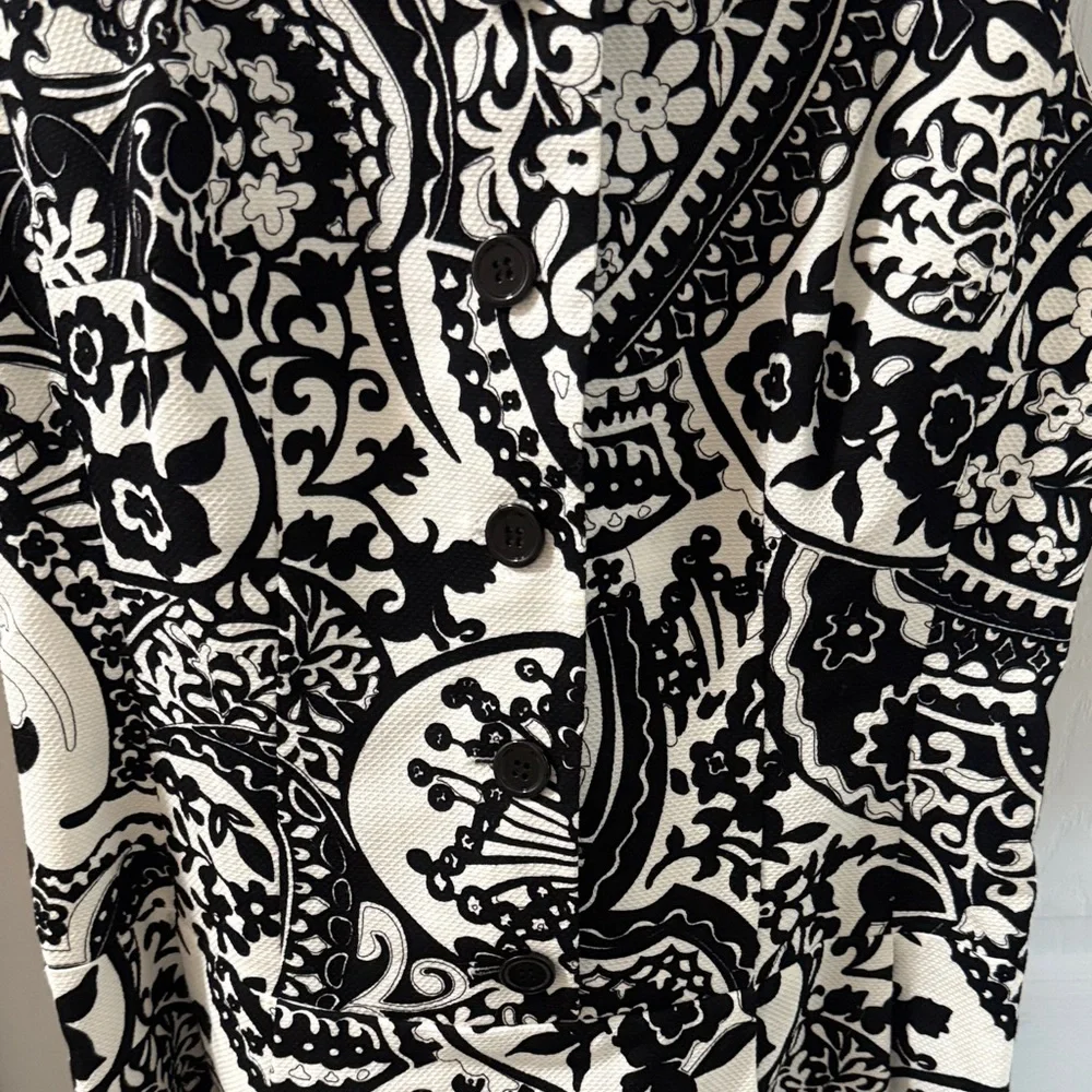 Rickie Freeman Teri Jon Black and White Paisley Dress 4 - Picture 7 of 9